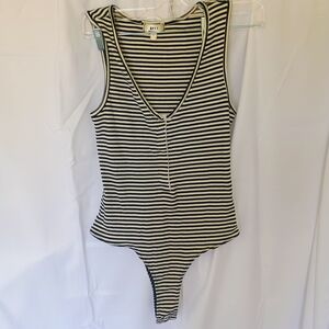 NYTT Black and White Striped Body Suit Made In USA